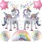 8Pcs Self-Standing Unicorn Balloons Rainbow and Star Foil Balloons with Happy Birthday Banner for Baby Shower Unicorn Birthday Party Decorations (standing set)